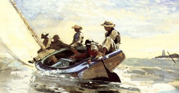 Segeln der Catboat Realismus Marinemaler Winslow Homer Ölgemälde
